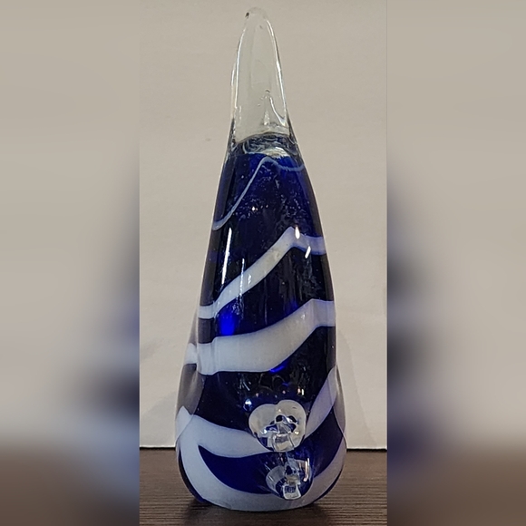 Vintage Murano Style Art Glass Tropical Angel Fish Blue and White Paperweight - Picture 2 of 7